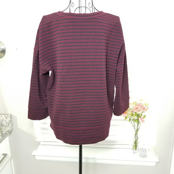 Lou & Grey Burgundy Striped Oversized Top - Picture 3 of 5